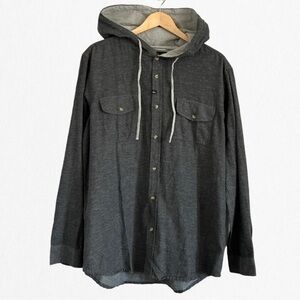 Mft by:The underachievers Men’s Charcoal Button Grey Hooded Dress Shirt …